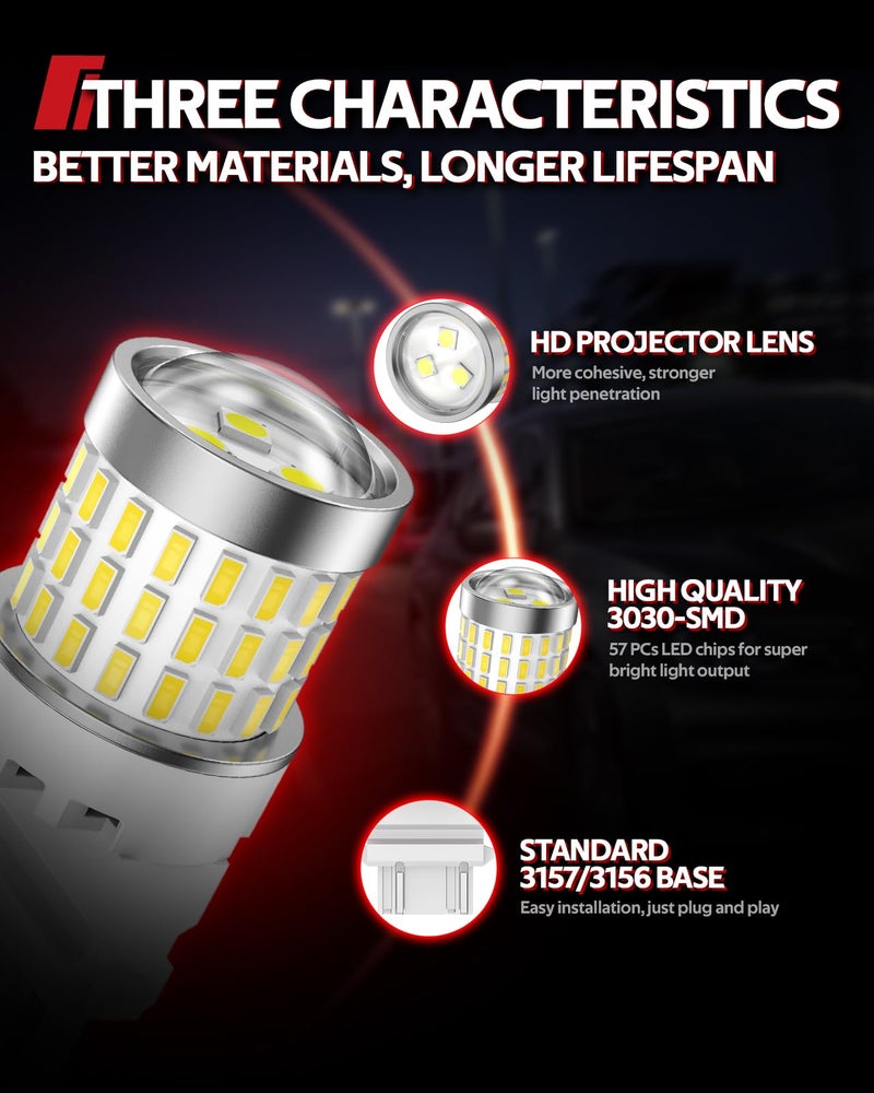 Torchbeam 912 921 LED Bulb T15 Backup Light Bulbs Extremely Bright 3030 SMD Chipsets Error-Free 906 W16W for Back up Brake Reverse Lights 6000K Xenon White (Pack of 2) - Image 3